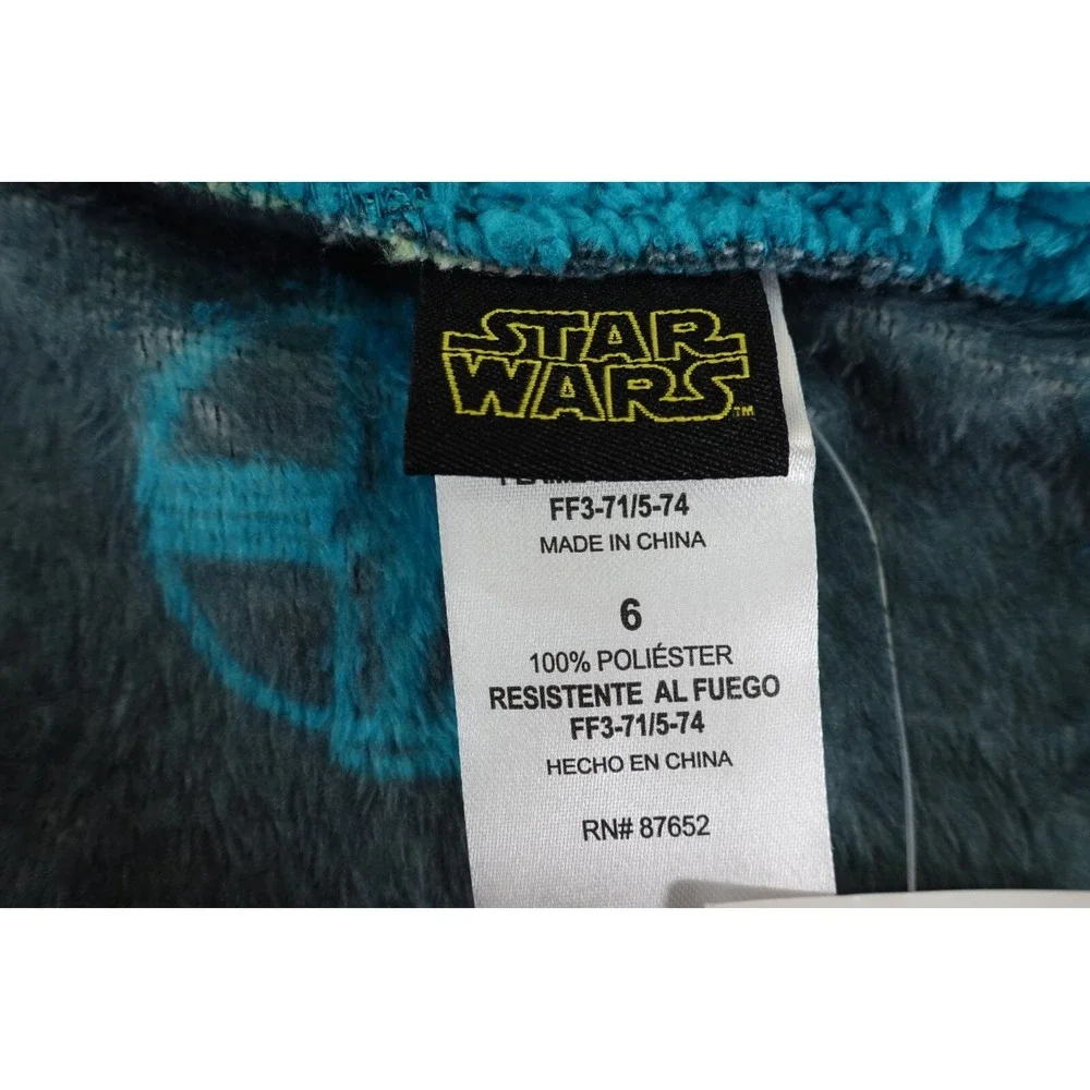 Star Wars Youth Size 6 Blue Baby Yoda Cozy Fleece Hooded Belted Robe NWT